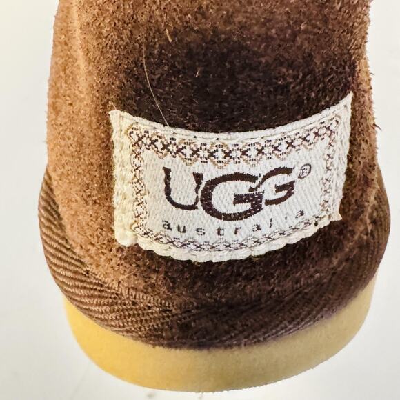 UGG Australia Boots Women 9 Brown Knit Suede Classic Cardy Casual Winter Pull On - Picture 8 of 10